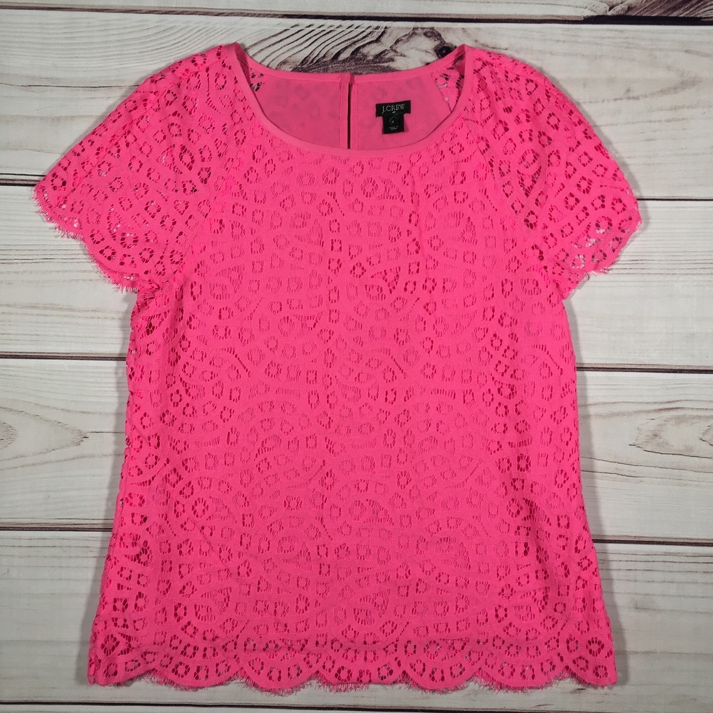 J. CREW Hot Pink Lace Size 4 Blouse top